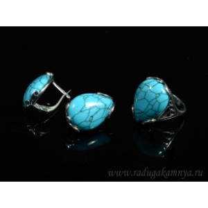 Кольцо и серьги с бирюзой (имитация)