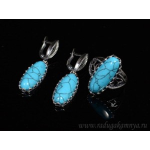 Кольцо и серьги с бирюзой (имитация) Кольцо и серьги с бирюзой (имитация)