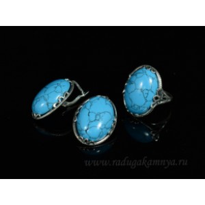 Кольцо и серьги с бирюзой (имитация)