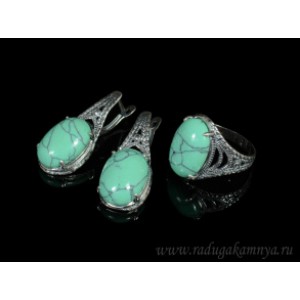 Кольцо и серьги с бирюзой (имитация)