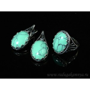Кольцо и серьги с бирюзой (имитация)