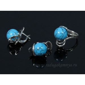 Кольцо и серьги с бирюзой (имитация)