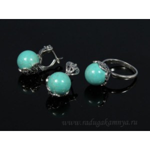 Кольцо и серьги с бирюзой (имитация) Кольцо и серьги с бирюзой (имитация)