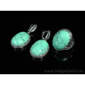 Кольцо и серьги с бирюзой (имитация) Кольцо и серьги с бирюзой (имитация)