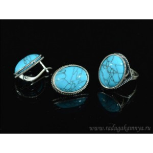 Кольцо и серьги с бирюзой (имитация) .