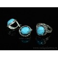 Кольцо и серьги с бирюзой (имитация) .