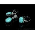 Кольцо и серьги с бирюзой (имитация) .