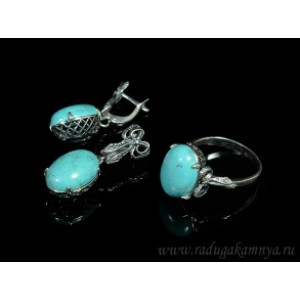 Кольцо и серьги с бирюзой (имитация) .