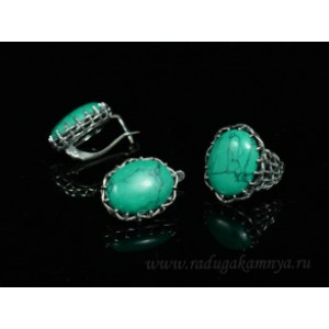Кольцо и серьги с бирюзой (имитация) .