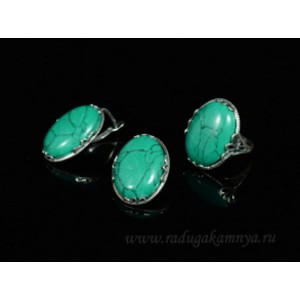 Кольцо и серьги с бирюзой (имитация) . Кольцо и серьги с бирюзой (имитация) .