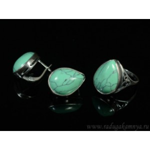Кольцо и серьги с бирюзой (имитация)