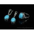 Кольцо и серьги с бирюзой (имитация)