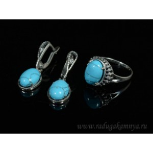 Кольцо и серьги с бирюзой (имитация) Кольцо и серьги с бирюзой (имитация)