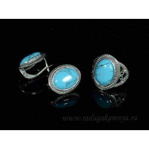 Кольцо и серьги с бирюзой (имитация)