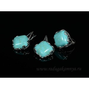 Кольцо и серьги с бирюзой (имитация) Кольцо и серьги с бирюзой (имитация)