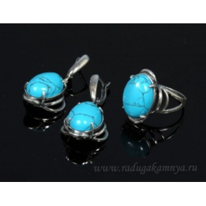 Кольцо и серьги с бирюзой (имитация)