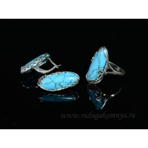 Кольцо и серьги с бирюзой (имитация)