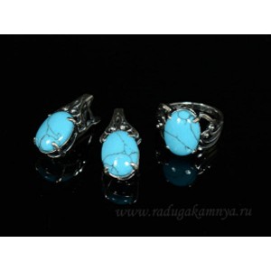 Кольцо и серьги с бирюзой (имитация) . Кольцо и серьги с бирюзой (имитация) .