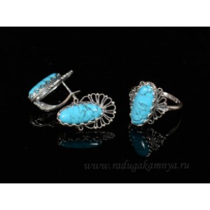 Кольцо и серьги с бирюзой (имитация) .