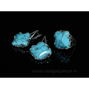 Кольцо и серьги с бирюзой (имитация) .