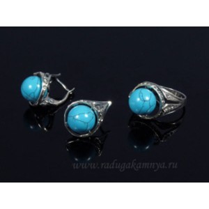 Кольцо и серьги с бирюзой (имитация) .