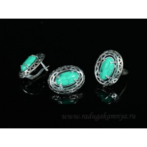 Кольцо и серьги с бирюзой (имитация) .