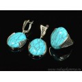 Кольцо и серьги с бирюзой (имитация)