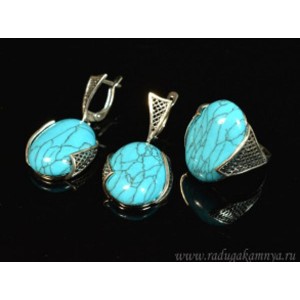 Кольцо и серьги с бирюзой (имитация) Кольцо и серьги с бирюзой (имитация)