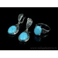 Кольцо и серьги с бирюзой (имитация)
