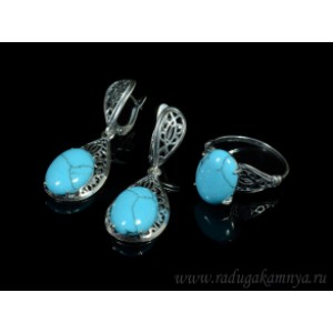 Кольцо и серьги с бирюзой (имитация)