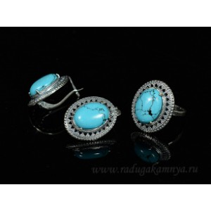 Кольцо и серьги с бирюзой (имитация) Кольцо и серьги с бирюзой (имитация)