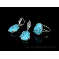 Кольцо и серьги с бирюзой (имитация)