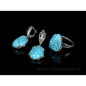 Кольцо и серьги с бирюзой (имитация) Кольцо и серьги с бирюзой (имитация)