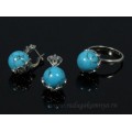 Кольцо и серьги с бирюзой (имитация) .