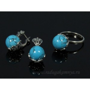 Кольцо и серьги с бирюзой (имитация) .