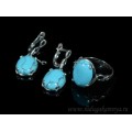 Кольцо и серьги с бирюзой (имитация) .