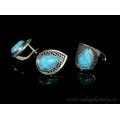 Кольцо и серьги с бирюзой (имитация).
