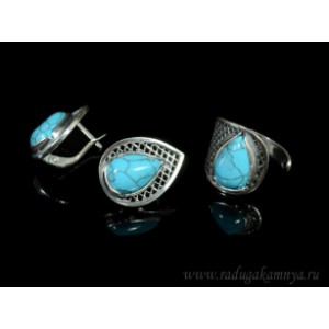 Кольцо и серьги с бирюзой (имитация).
