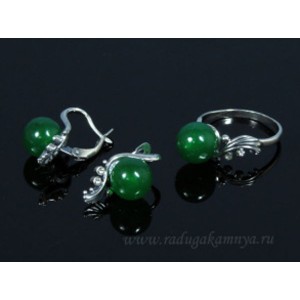 Кольцо и серьги с кварцем ( (имитация) хризопраза )