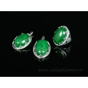 Кольцо и серьги с кварцем ( (имитация) хризопраза ) .