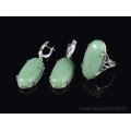 Кольцо и серьги с кварцем (имитация нефрита)