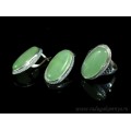 Кольцо и серьги с кварцем (имитация нефрита)