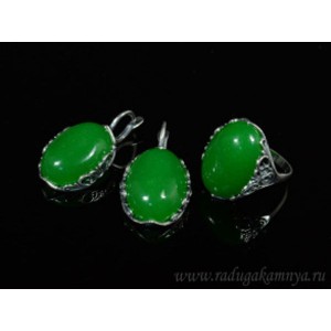 Кольцо и серьги с кварцем (имитация хризопраза)