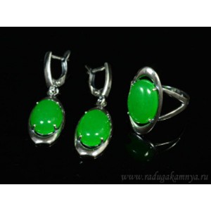 Кольцо и серьги с кварцем (имитация хризопраза)