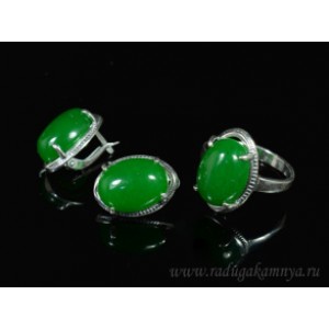 Кольцо и серьги с кварцем (имитация хризопраза)