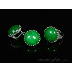 Кольцо и серьги с кварцем (имитация хризопраза)