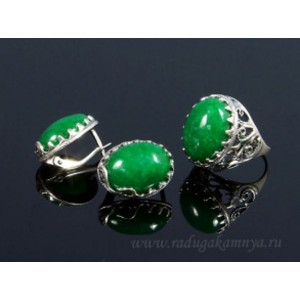 Кольцо и серьги с кварцем (имитация хризопраза)