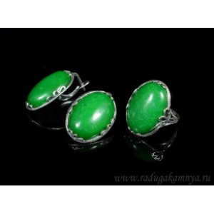 Кольцо и серьги с кварцем (имитация хризопраза) .