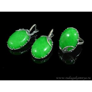 Кольцо и серьги с кварцем (имитация хризопраза)