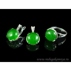 Кольцо и серьги с кварцем (имитация хризопраза)